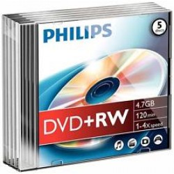 Philips DVD+RW 4,7GB 16x JEWEL P5 PACK ΕΠΑΝΕΓΡΑΨΙΜΟ