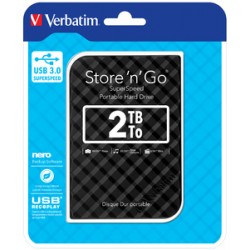 Verbatim Store 'n' Go Portable Hard Drive - 2 TB - USB 3.0 - Black 53195