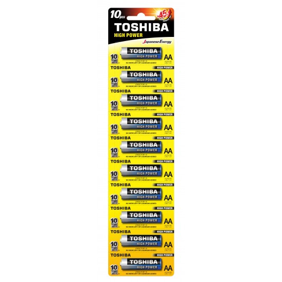 TOSHIBA Batteries - HIGH POWER LR06 1X10 alkaline (LR06GCP BP-1X10) Blister