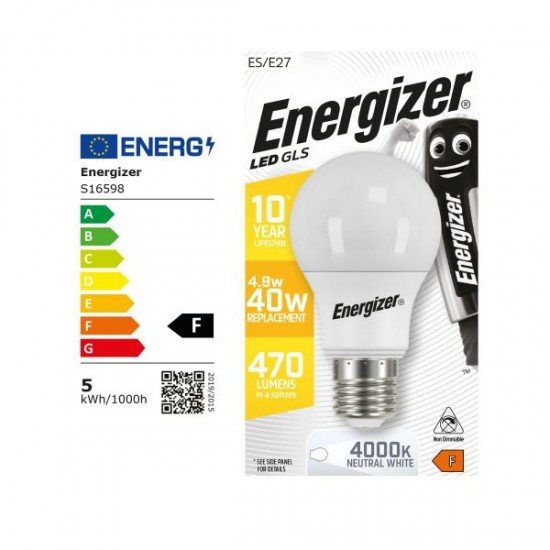 Energizer BEC Κοινή Λάμπα LED 4.9W E27 470lm 4000K Φυσικό Λευκό