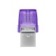 Kingston USB-Stick DataTraveler microDuo 3C - USB 3.2 Gen 1 (3.1 Gen 1) - 64 GB - purple/stainless steel