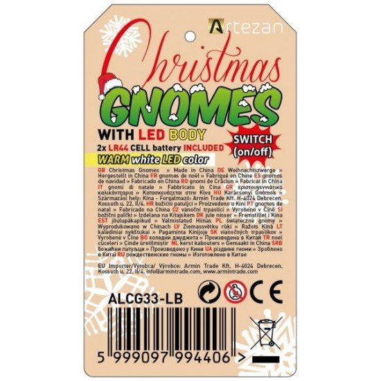 Artezan Χριστουγεννιάτικος Νάνος 33cm LED Σώμα με Μπαταρίες