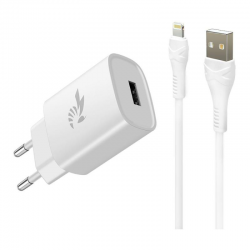 BeePower Wall Charger - BC-1 2.4A USB + lightning cable set white