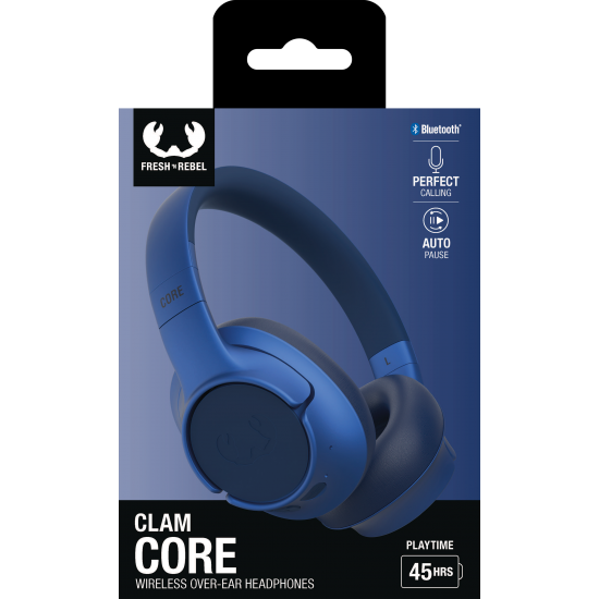 Fresh 'n Rebel Clam Core - Wireless over-ear headphones with ENC - True Blue (3HP3200TB)