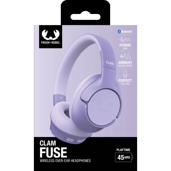 Fresh 'n Rebel Clam Fuse - Wireless over-ear headphones with Hybrid ANC - Dreamy Lilac (3HP3300DL)