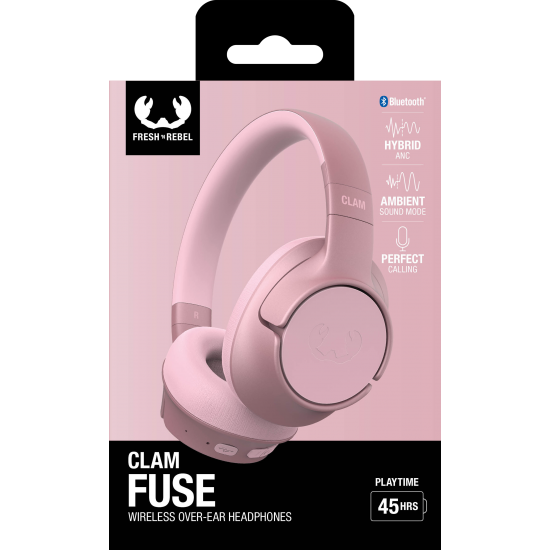 Fresh 'n Rebel Clam Fuse - Wireless over-ear headphones with Hybrid ANC - Pastel Pink (3HP3300PP)