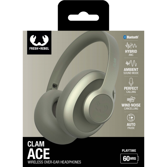 Fresh 'n Rebel Clam Ace - Wireless over-ear headphones with Hybrid ANC - Dried Green (3HP4300DG)