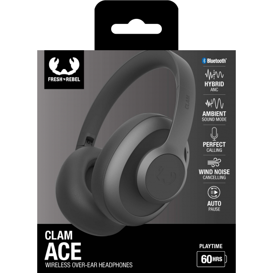 Fresh 'n Rebel Clam Ace - Wireless over-ear headphones with Hybrid ANC - Storm Grey (3HP4300SG)