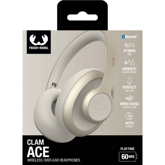 Fresh 'n Rebel Clam Ace - Wireless over-ear headphones with Hybrid ANC - Silky Sand (3HP4300SS)