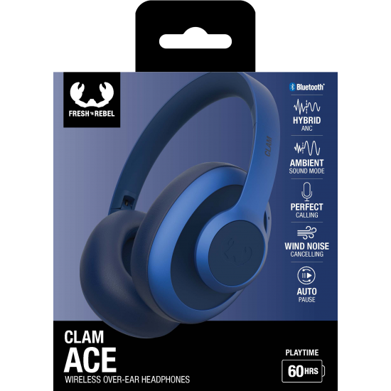 Fresh 'n Rebel Clam Ace - Wireless over-ear headphones with Hybrid ANC - True Blue (3HP4300TB)