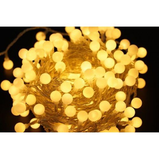 Modee Lighting Χριστουγεννιάτικα Λαμπάκια LED Τύπου Berry με Τροφοδοτικό (100LED/10m/10cm) Θερμό Λευκό