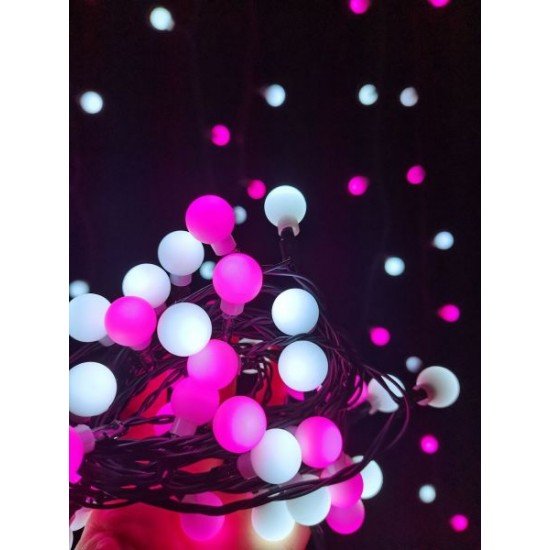 Modee Christmas LED Λαμπάκια Τύπου Berry με Βύσμα (100LED/10m/10cm) Ροζ & Ψυχρό