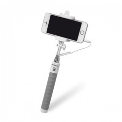 MediaRange Universal Selfie-Stick for Smartphones, with cable, White/Grey (MRMA204)