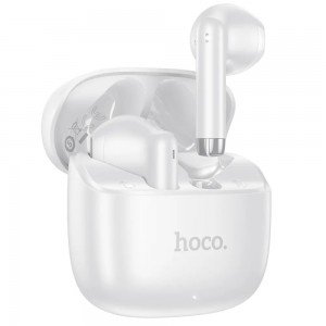 HOCO EW205 Wireless Hands Free Peaceful TWS Hi-Fi Audio Deep Bass v6.0 200mAh 4 Ώρες Ομιλίας και Θήκη Φόρτισης Λευκά