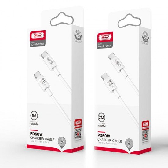 XO NB-Q190B Cable Type-C - Type-C, 2 m, 60W, white