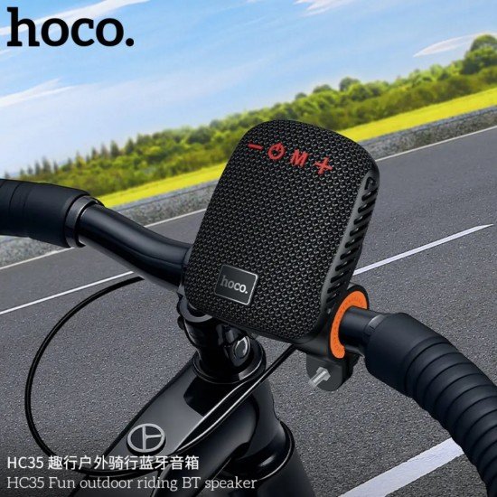 Hoco HC35 Φορητό Ηχείο 5W BT v5.4 TF CARD AUX USB FM 500mAh με Κλιπ Στήριξης Τιμονιού Μαύρο