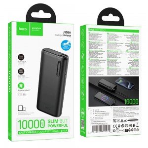 Hoco J158A Power Bank Runner 10000mAh Fast Charge 5V/2A Slim με 2xUSB-A 1xUSB-C 1xMicro USB και LED Ένδειξη Μπαταρίας Μαύρο