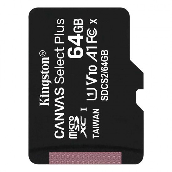 Kingston Canvas Select Plus flash memory card 64 GB microSDXC UHS I (SDCS2/64GBSP)