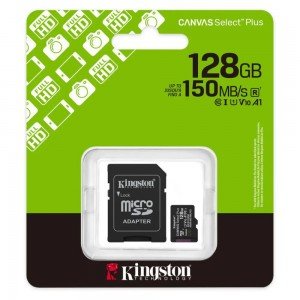 Kingston Κάρτα Μνήμης Canvas Select Plus+ MicroSDXC 128GB Class 10 με SD Adapter έως 150MB/s SDCS3/128GB