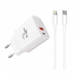 BeePower Wall Charger - BC-4 20W PD USB-C + USB3.0 + USB-C to Lightning Cable Set White