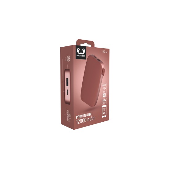 Fresh 'n Rebel Powerbank 12000 mAh USB-C  - Ultra Fast Charging & 20W PD  - Safari Red (2PB12100SR)