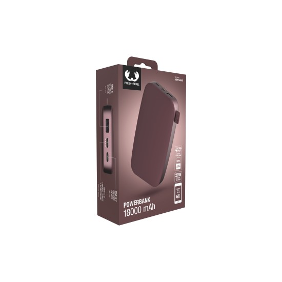 Fresh 'n Rebel Powerbank 18000 mAh USB-C -  Ultra Fast Charging & 20W PD  - Deep Mauve  (2PB18100DM)