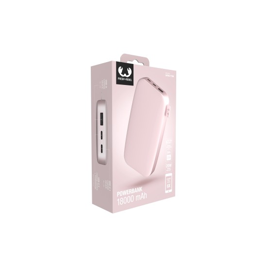 Fresh 'n Rebel Powerbank 18000 mAh USB-C - Ultra Fast Charging & 20W PD - Smokey Pink (2PB18100SP)