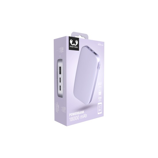 Fresh 'n Rebel Powerbank 18000 mAh USB-C  - Ultra Fast Charging & 20W PD  - Dreamy Lilac (2PB18100DL)