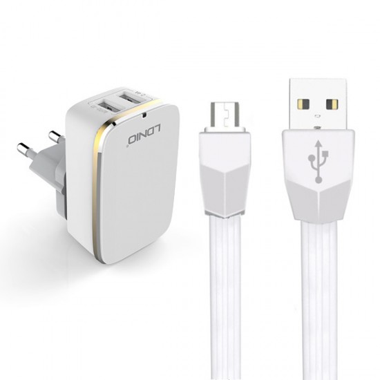 LDNIO A2204 HOME CHARGER 2xUSB 2.4A + MICRO USB CABLE 