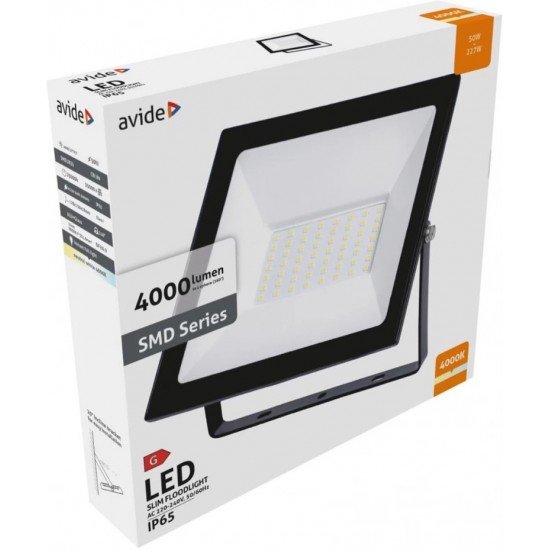 Avide Value LED Προβολέας Slim SMD 50W NW 4000K