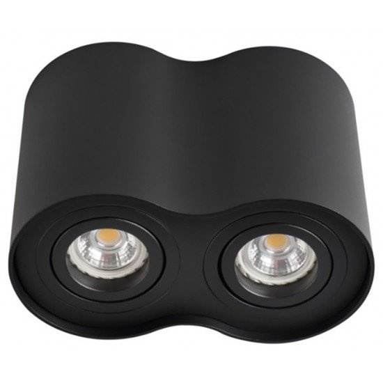 Avide Φωτιστικό Οροφής GU10 Spot Light Στρογγυλό Μαύρο Περιστρεφόμενο Διπλό
