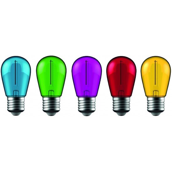 Avide LED Διακοσμητική Λάμπα Filament 1W  E27 (5τμχ) (Πράσινο/Μπλέ/Κίτρινο/Κόκκινο/Μώβ)