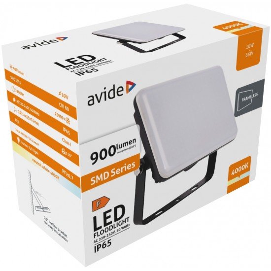 Avide LED Προβολέας Slim SMD Framelesss 10W Λευκό 4000K