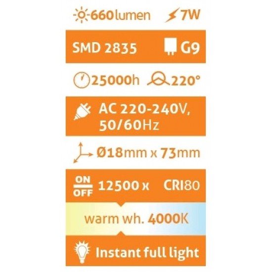 Avide LED G9 7W 220° Λευκό 4000K