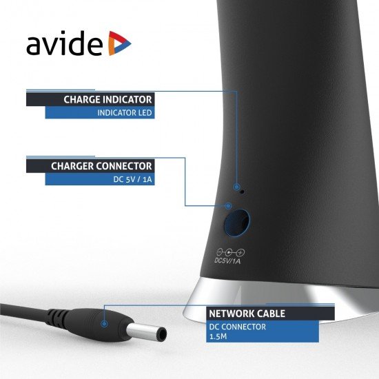 Avide Φωτιστικό Γραφείου LED δερμάτινο με ημερολόγιο 6W Μαύρο