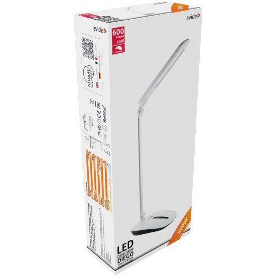 Avide LED Φωτιστικό Γραφείου με Ντίμερ Αφής Άσπρο 10W