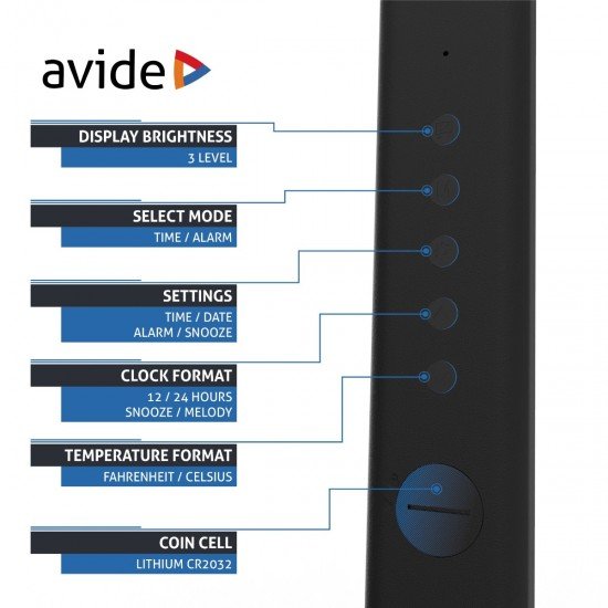 Avide LED Φωτιστικό Γραφείου Δερμάτινο με Ημερολόγιο Μαύρο 6W