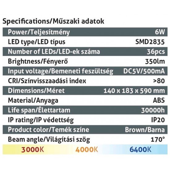 Avide LED Φωτιστικό Γραφείου Δερμάτινο με Ημερολόγιο Καφέ 6W