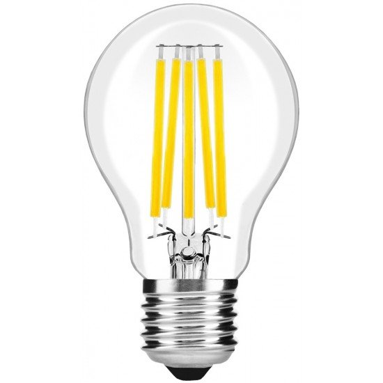 Avide LED Filament Κοινή 12W E27 A65 360° Λευκό 4000K Υψηλής Φωτεινότητας