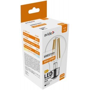 Avide LED Filament Κοινή  8.5W E27 Λευκό 4000K Υψηλής Φωτεινότητας