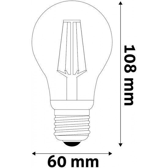 Avide LED Filament Κοινή 6.6W E27 A60 Θερμό 2700K Super Υψηλής Φωτεινότητας