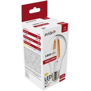 Avide LED Filament Κοινή 12W E27 A65 360° Θερμό 2700K Υψηλής Φωτεινότητας