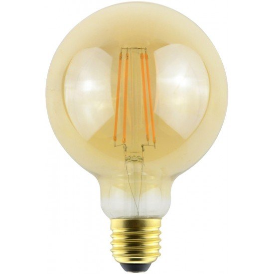 Avide LED Filament Κοινή G95 7W E27 360° Θερμό 2500K Ντιμαριζόμενο/Κεχριμπάρι
