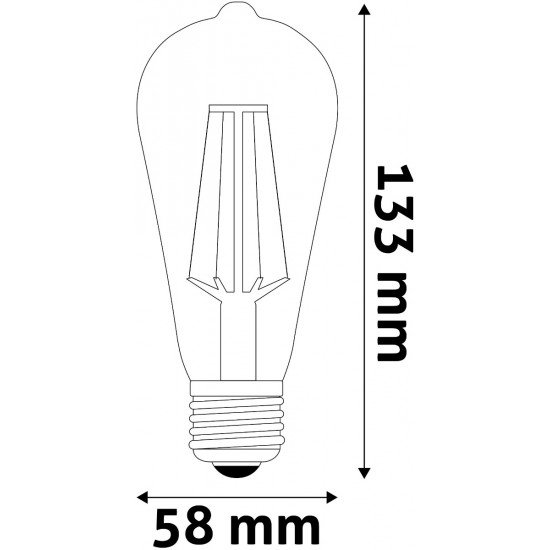 Avide LED Filament ST58 4.9W E27 Θερμό 2700K Super Υψηλής Φωτεινότητας
