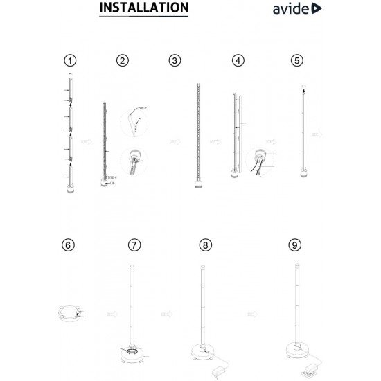 Avide LED Φωτιστικό Δαπέδου Γωνίας RGB + W με με Αισθητήρα Μουσικής
