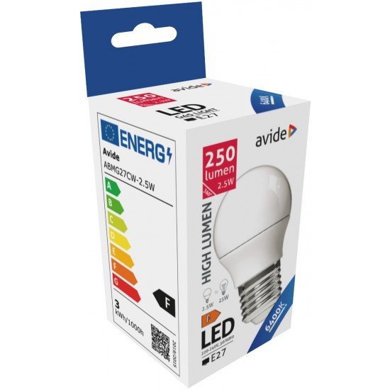 Avide LED Σφαιρική G45 2.5W E27 Ψυχρό 6400K