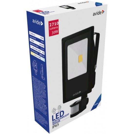 Avide LED Προβολέας COB  30W Ψυχρό 6400K Φωτοκύτταρο