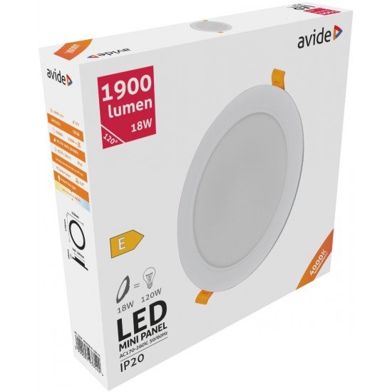 Avide LED Φωτιστικό Οροφής Χωνευτό Στρογγυλό Πλαστικό 18W Λευκό 4000K