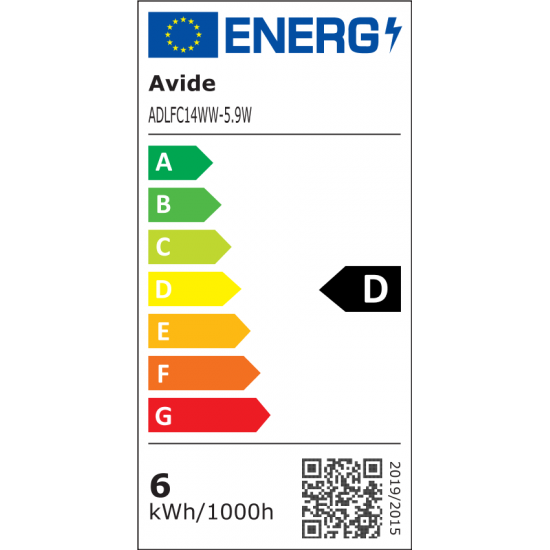 Avide LED Filament Candle 5.9W E14 WW 2700K Dimmable