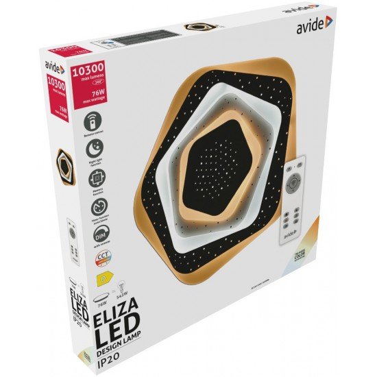 Avide Μοντέρνα Πλαφονιέρα Οροφής Oyster Eliza 76W(38+38) με Τηλεχειριστήριο